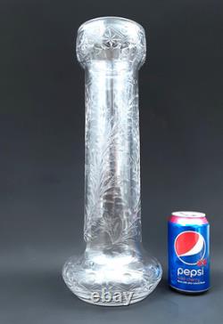 Antique BIG 16 Rock Crystal Engraved American English Brilliant Cut Glass Vase