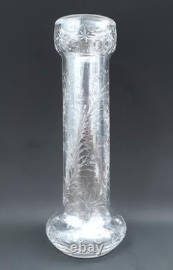 Antique BIG 16 Rock Crystal Engraved American English Brilliant Cut Glass Vase