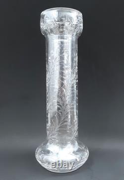 Antique BIG 16 Rock Crystal Engraved American English Brilliant Cut Glass Vase