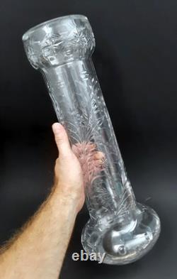 Antique BIG 16 Rock Crystal Engraved American English Brilliant Cut Glass Vase