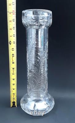 Antique BIG 16 Rock Crystal Engraved American English Brilliant Cut Glass Vase