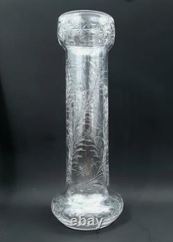 Antique BIG 16 Rock Crystal Engraved American English Brilliant Cut Glass Vase