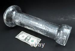 Antique BIG 16 Rock Crystal Engraved American English Brilliant Cut Glass Vase