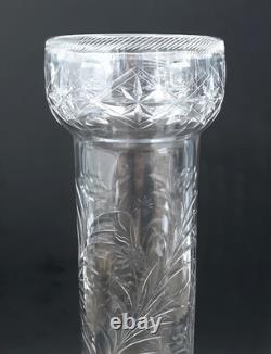 Antique BIG 16 Rock Crystal Engraved American English Brilliant Cut Glass Vase