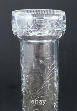 Antique BIG 16 Rock Crystal Engraved American English Brilliant Cut Glass Vase