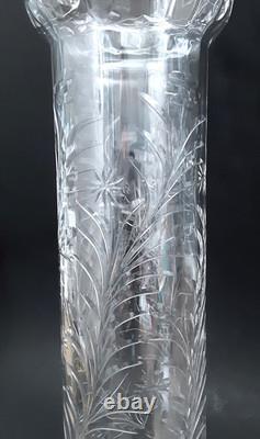 Antique BIG 16 Rock Crystal Engraved American English Brilliant Cut Glass Vase