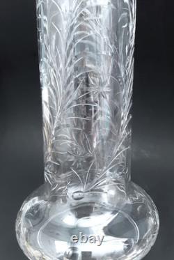 Antique BIG 16 Rock Crystal Engraved American English Brilliant Cut Glass Vase