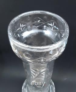 Antique BIG 16 Rock Crystal Engraved American English Brilliant Cut Glass Vase