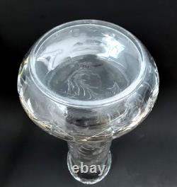 Antique BIG 16 Rock Crystal Engraved American English Brilliant Cut Glass Vase
