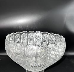 Antique BOHEMIAN CZECH QUEENS LACE Cut Glass Crystal Bowl 9inches