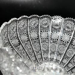 Antique BOHEMIAN CZECH QUEENS LACE Cut Glass Crystal Bowl 9inches