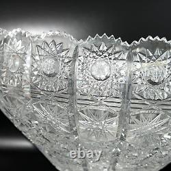 Antique BOHEMIAN CZECH QUEENS LACE Cut Glass Crystal Bowl 9inches