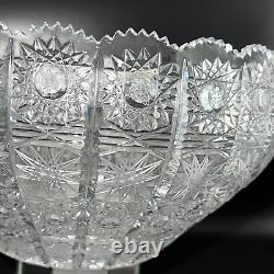 Antique BOHEMIAN CZECH QUEENS LACE Cut Glass Crystal Bowl 9inches