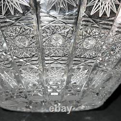 Antique BOHEMIAN CZECH QUEENS LACE Cut Glass Crystal Bowl 9inches