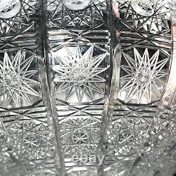 Antique BOHEMIAN CZECH QUEENS LACE Cut Glass Crystal Bowl 9inches