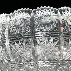 Antique BOHEMIAN CZECH QUEENS LACE Cut Glass Crystal Bowl 9inches