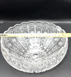 Antique BOHEMIAN CZECH QUEENS LACE Cut Glass Crystal Bowl 9inches