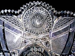 Antique BRILLIANT Cut Glass Crystal Punch Bowl Pedestal Hobstars Miters ABP 14