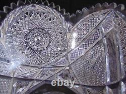 Antique BRILLIANT Cut Glass Crystal Punch Bowl Pedestal Hobstars Miters ABP 14