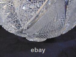 Antique BRILLIANT Cut Glass Crystal Punch Bowl Pedestal Hobstars Miters ABP 14