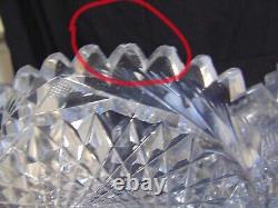Antique BRILLIANT Cut Glass Crystal Punch Bowl Pedestal Hobstars Miters ABP 14