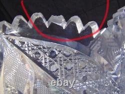 Antique BRILLIANT Cut Glass Crystal Punch Bowl Pedestal Hobstars Miters ABP 14
