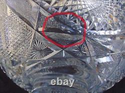 Antique BRILLIANT Cut Glass Crystal Punch Bowl Pedestal Hobstars Miters ABP 14