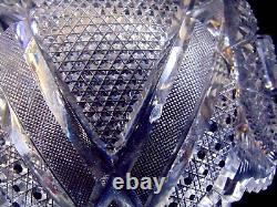 Antique BRILLIANT Cut Glass Crystal Punch Bowl Pedestal Hobstars Miters ABP 14