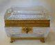 Antique Baccarat Cut Crystal Footed Empire Form Jewel Casket Box with Lock & Key