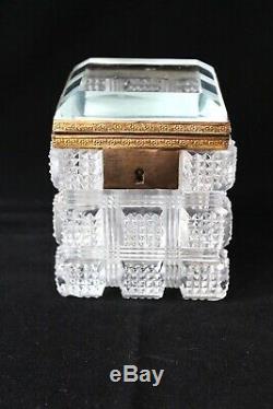 Antique Baccarat gilt bronze mounted cut crystal box c 1900