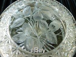 Antique Big Queen Lace Cut Crystal Box W Cut Crystal Leaf Top & Silverplate Ring