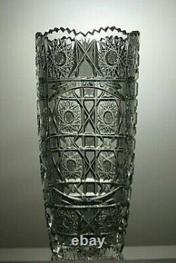 Antique Bohemia Crystal Queen Lace Cut Unique Vase 7 7/8 (see Description)