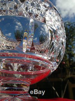 Antique Bohemian Brilliant Cut Glass Lead Crystal Centerpiece Punch Fruit Bowl