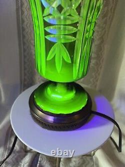 Antique Bohemian Cut Uranium Glass Lamp