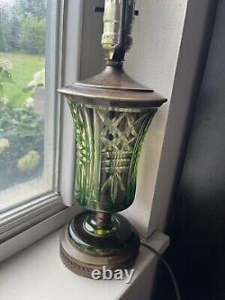 Antique Bohemian Cut Uranium Glass Lamp