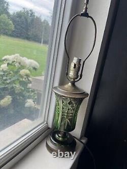 Antique Bohemian Cut Uranium Glass Lamp