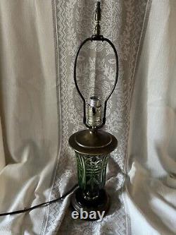 Antique Bohemian Cut Uranium Glass Lamp