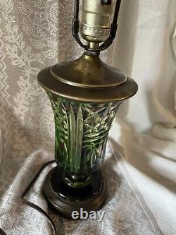 Antique Bohemian Cut Uranium Glass Lamp