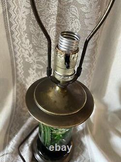 Antique Bohemian Cut Uranium Glass Lamp