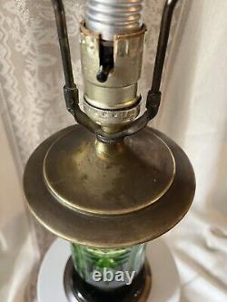 Antique Bohemian Cut Uranium Glass Lamp