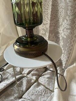 Antique Bohemian Cut Uranium Glass Lamp