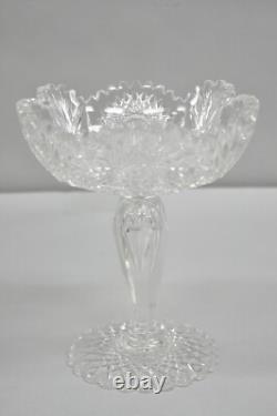 Antique Brilliant Cut Crystal Glass Candy Compote Pedestal Nut Dish a Pair