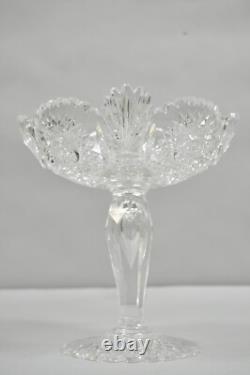 Antique Brilliant Cut Crystal Glass Candy Compote Pedestal Nut Dish a Pair