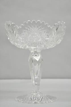 Antique Brilliant Cut Crystal Glass Candy Compote Pedestal Nut Dish a Pair