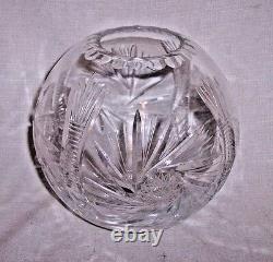 Antique Brilliant Deep Cut Crystal Glass STAR Pinwheel 6 FISH BOWL Vase