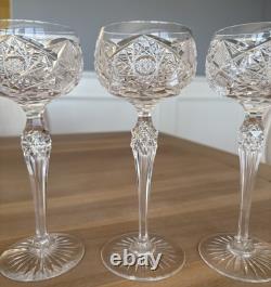 Antique Brilliant Period Cut Crystal 7 3/4 Wine Glasses Star Set of 4 Great