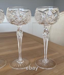 Antique Brilliant Period Cut Crystal 7 3/4 Wine Glasses Star Set of 4 Great