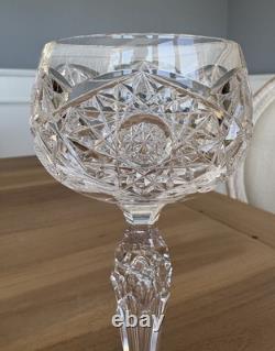 Antique Brilliant Period Cut Crystal 7 3/4 Wine Glasses Star Set of 4 Great