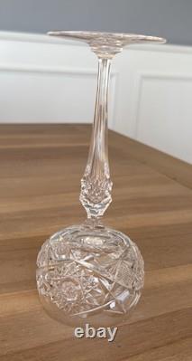 Antique Brilliant Period Cut Crystal 7 3/4 Wine Glasses Star Set of 4 Great