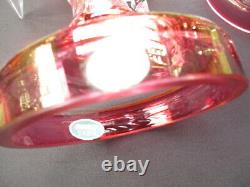 Antique Cranberry Cut Crystal Glass Mantle Lustres Germany Original Birks Label